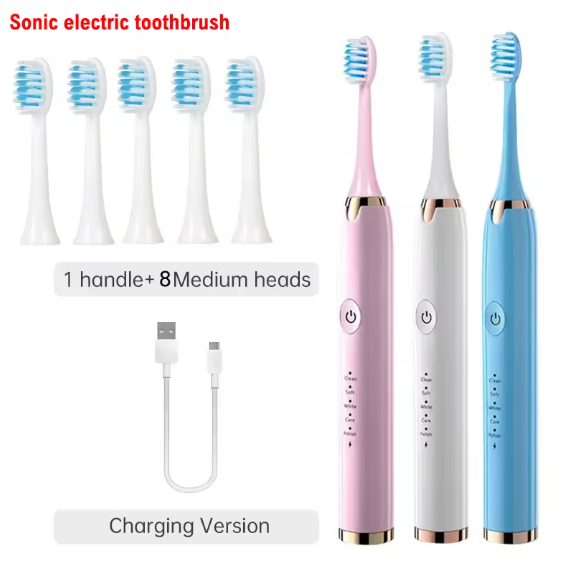 Sonic Electric Toothbrush Automatic Rechargeable Soft Hair Waterproof Ultrasonic Tooth Brush 4 heads Cleaning Brush For Adult