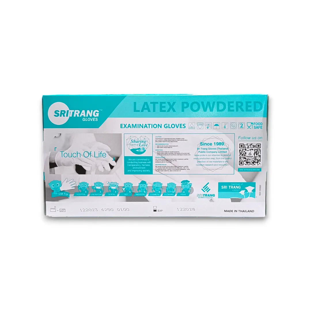 SRITRANG Latex Powdered Examination Gloves-- L size